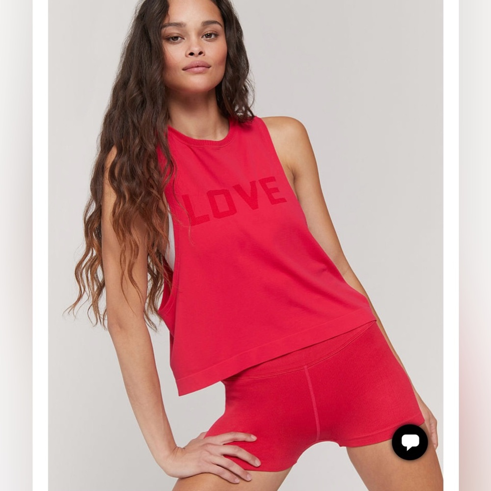 NWT Pink Victoria's Secret Red Tank Top with Matching Short Outfit Set